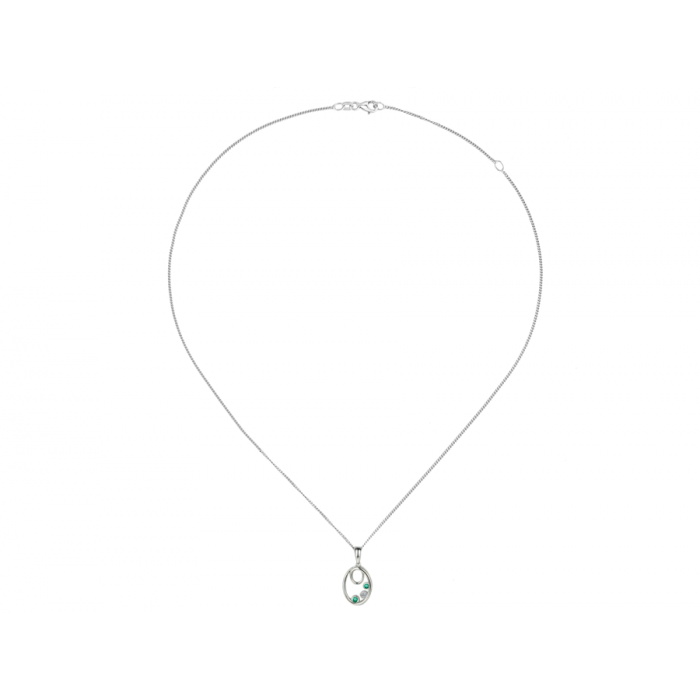 Silver, Emerald and Cubic Zirconia circular necklace