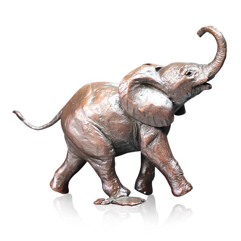 Baby Elephant Running Bronze