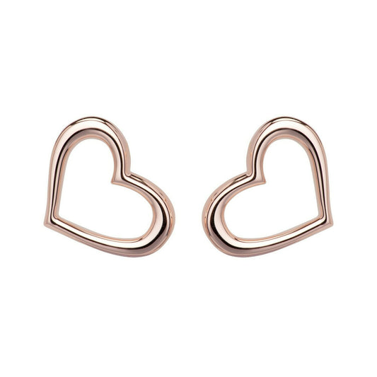 Silver with rose gold detail open heart stud earrings