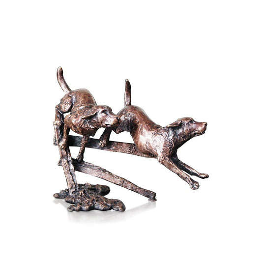 Two Labradors Running Bronze