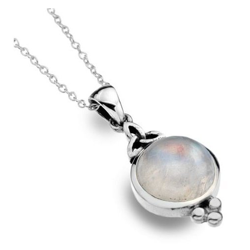 Silver & Rainbow Moonstone round pendant