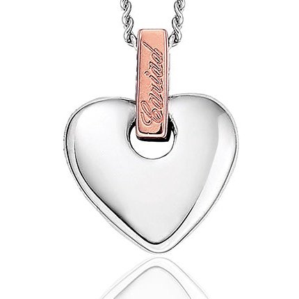 Clogau silver & rose gold heart shape cariad pendant with a silver chain