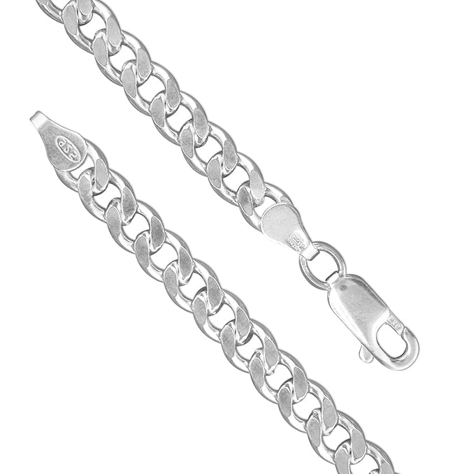 Gents Silver flat open curb chain