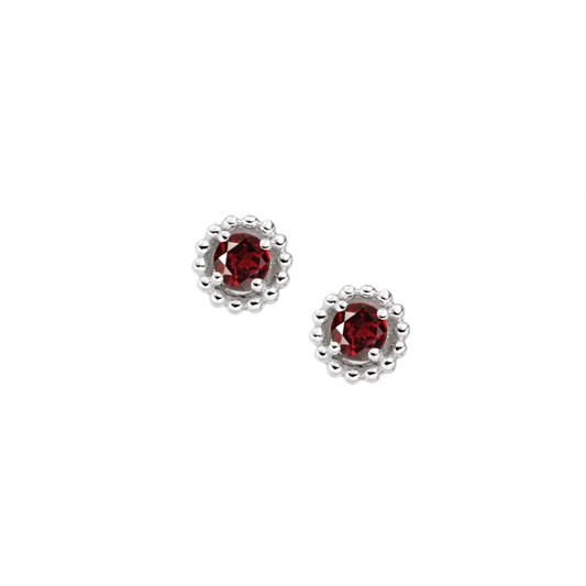 Silver and Garnet stud earring