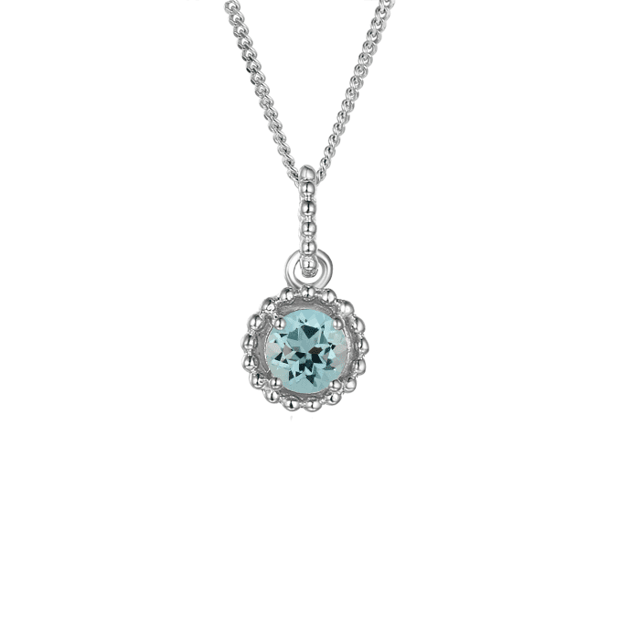 Silver and Aquamarine round pendant