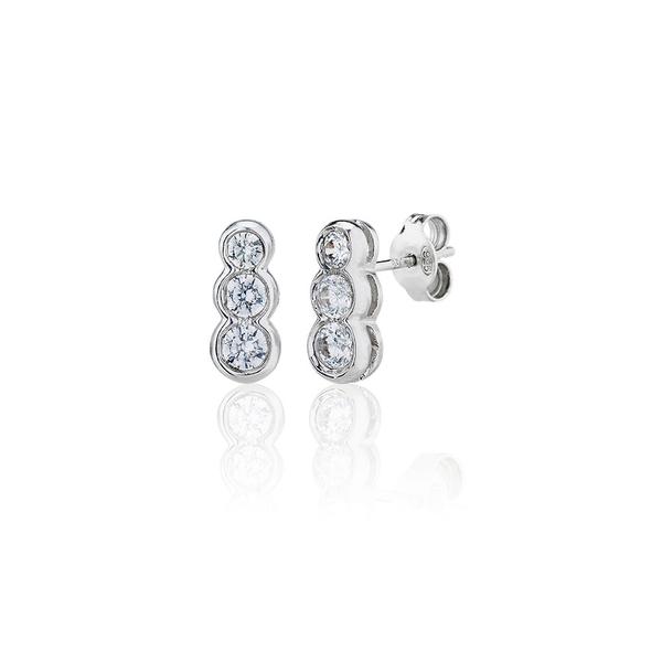 Silver Swarovski Crystal triple graduating circle stud earrings