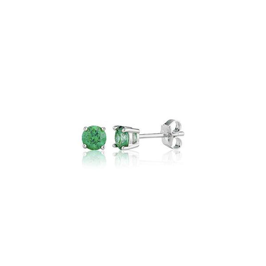 Silver and Green Swarovski Crystal round stud earrings