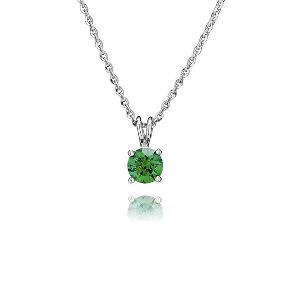 Silver and Green Swarovski Crystal round pendant