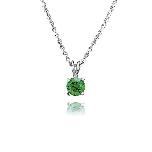 Silver and Green Swarovski Crystal round pendant