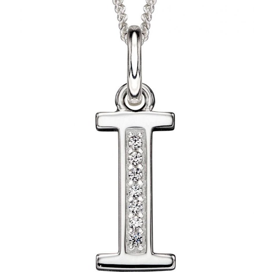 Silver And Cubic Zirconia Initial Pendant (I)