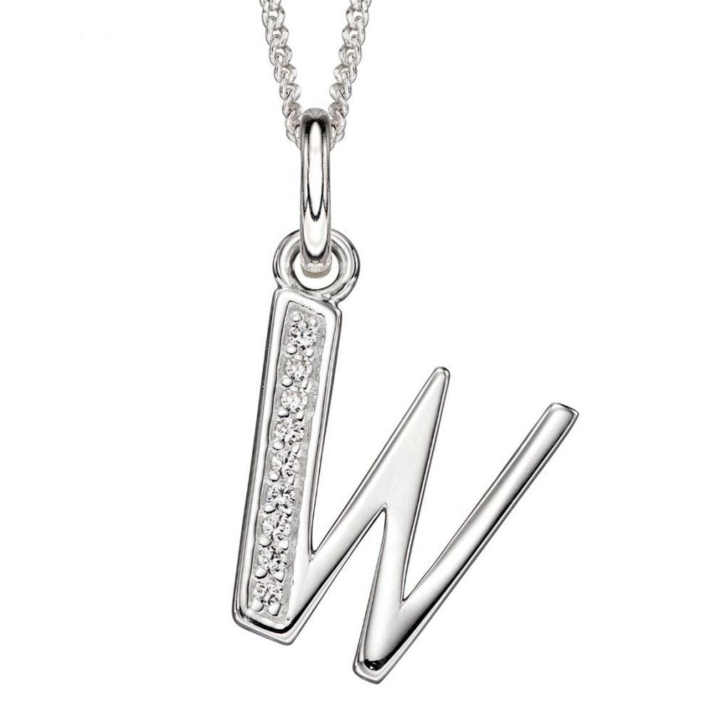 Silver And Cubic Zirconia Initial Pendant (W)