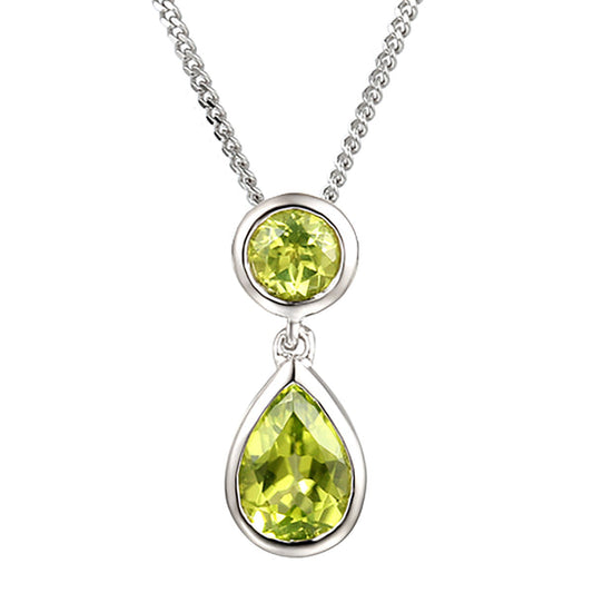 Silver and Peridot teardrop pendant