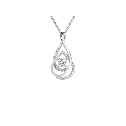 Silver and Cubic Zirconia Twisted Teardrop Pendant