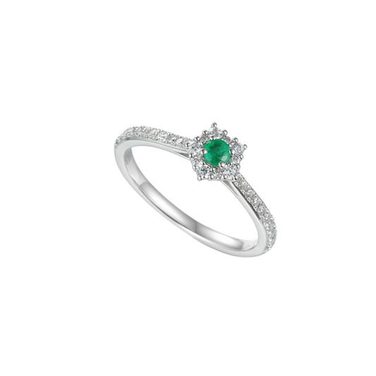 Silver, Emerald and Cubic Zirconia star design Ring