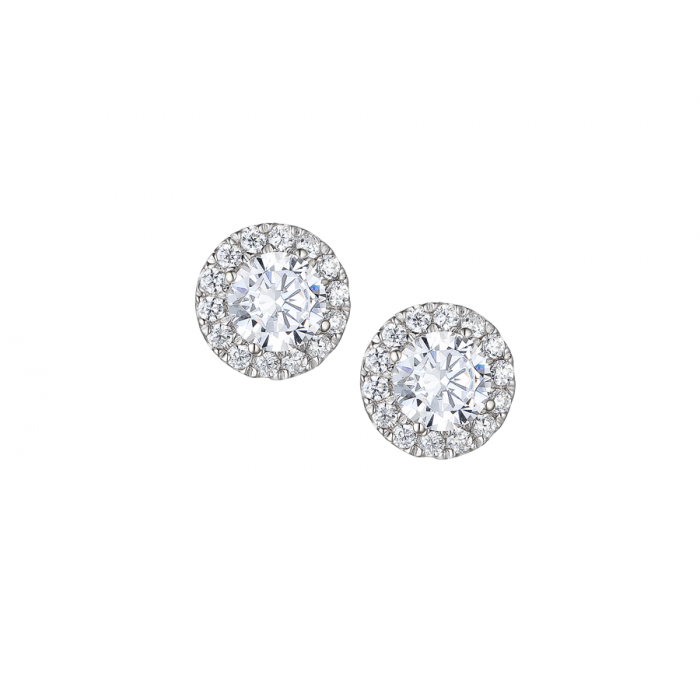 Silver and cubic zirconia cluster stud earrings