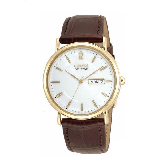 Citizen Men’s Eco-Drive Gold Tone Classic Leather Watch