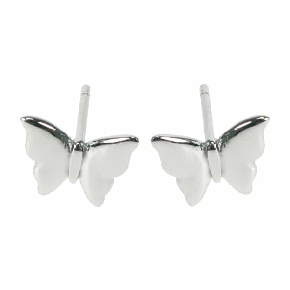 Silver butterfly stud earrings