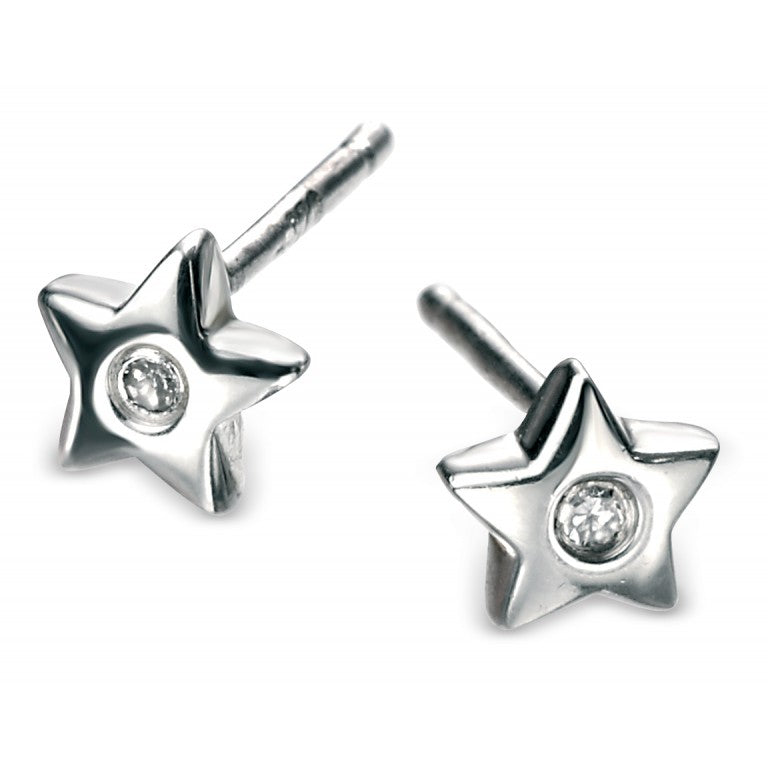 D For Diamond Silver And Diamond Star Stud Earrings
