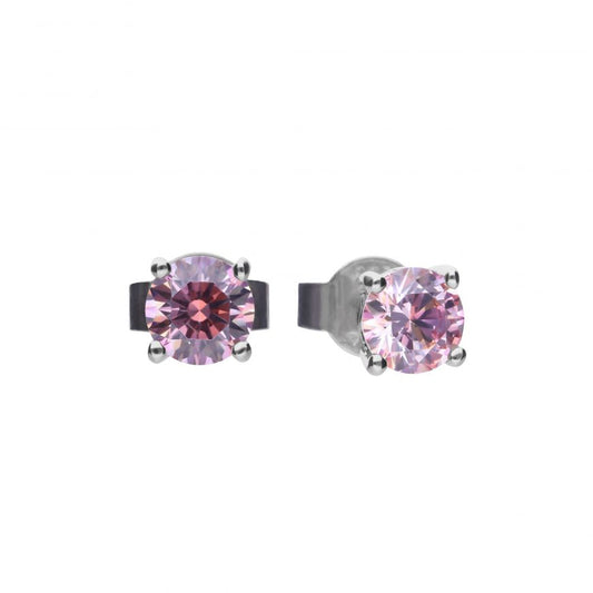 Diamonfire Silver And Pink Cubic Zirconia Stud Earrings