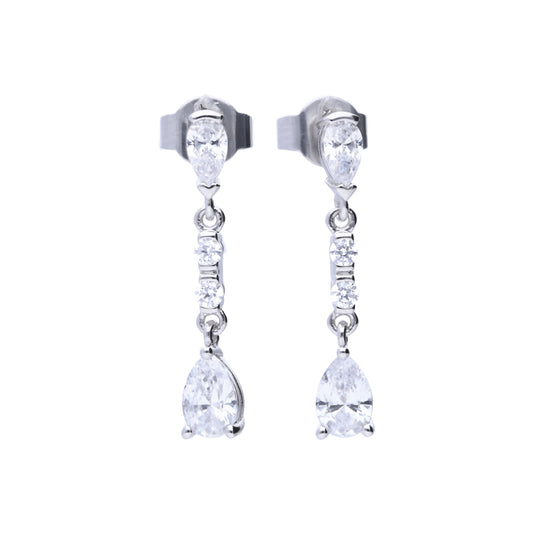 Diamonfire silver and cubic zirconia long teardrop drop earrings