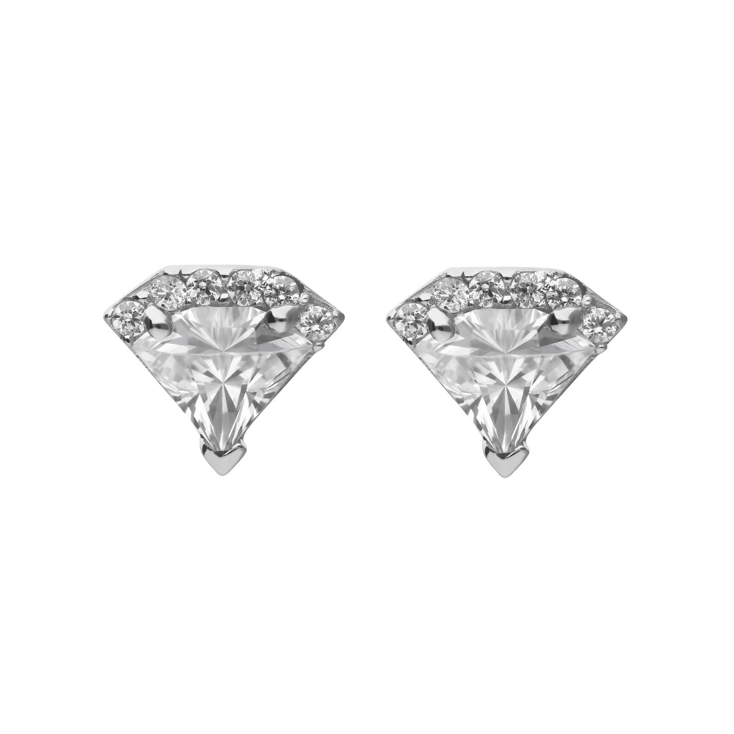 Diamonfire silver and cubic zirconia diamond shaped stud earrings