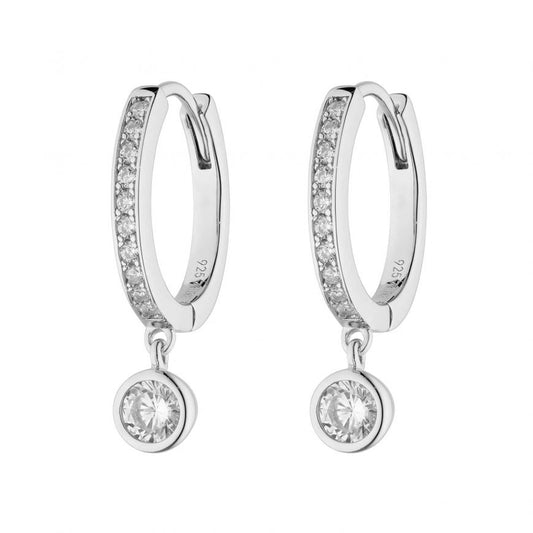 Diamonfire Silver And Cubic Zirconia Hoop charm Earrings