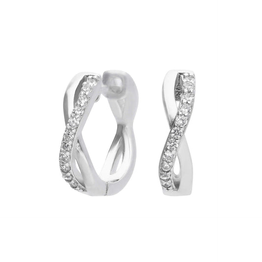 Diamonfire Silver And Cubic Zirconia Cross Hoop Earrings