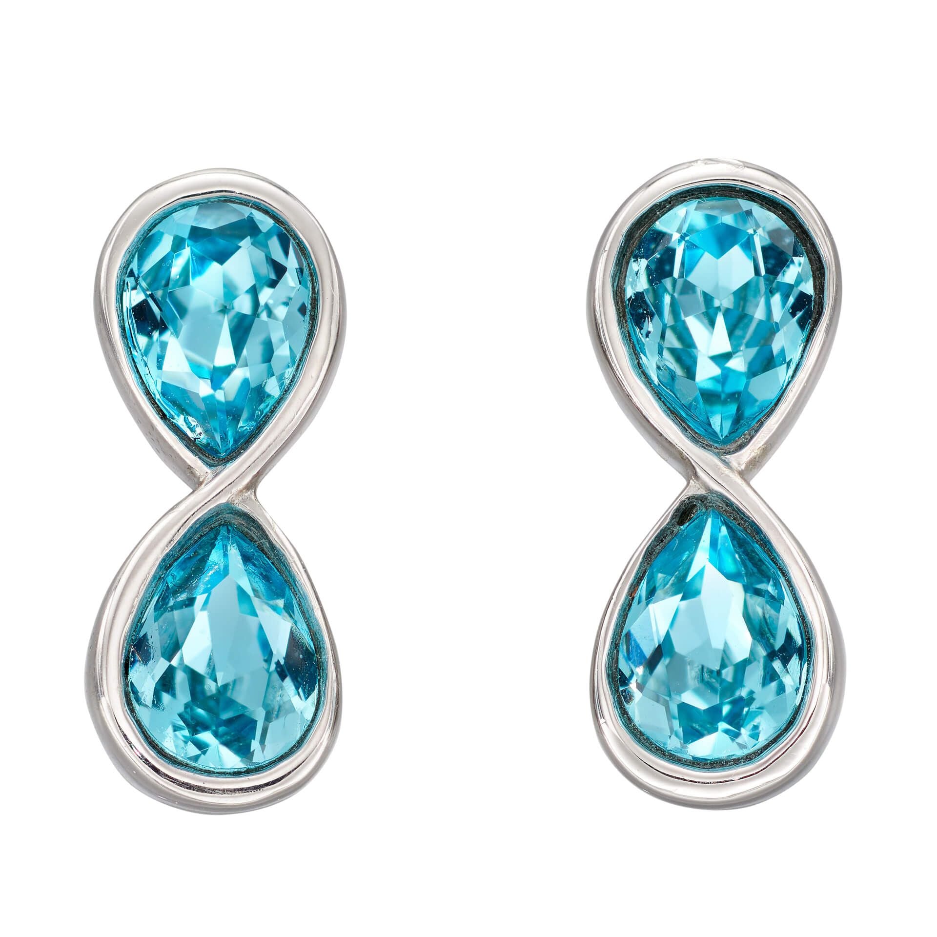 Fiorelli Silver Crystal Drop Earrings blue Martin Wilkinson