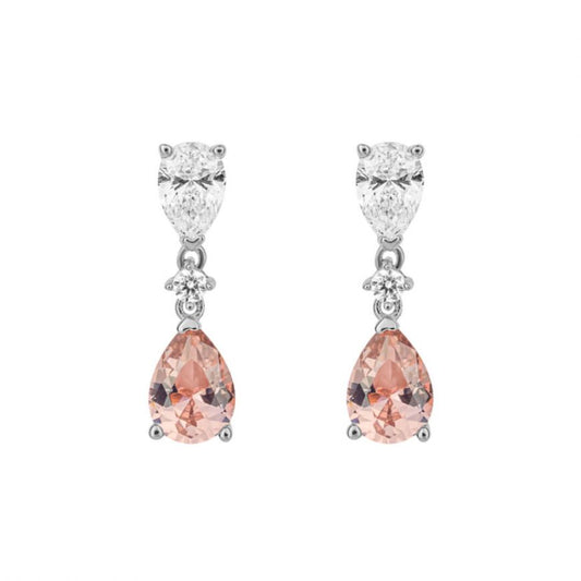 Diamonfire Silver with pink and white Cubic Zirconia Teardrop Drop Earrings