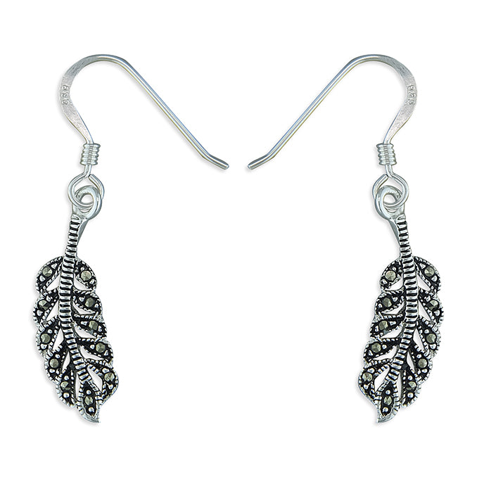 Silver Marcasite Drop Earrings