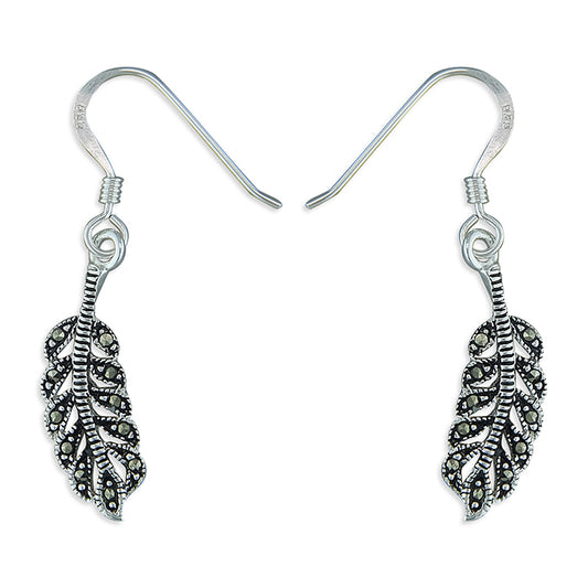 Silver Marcasite Drop Earrings