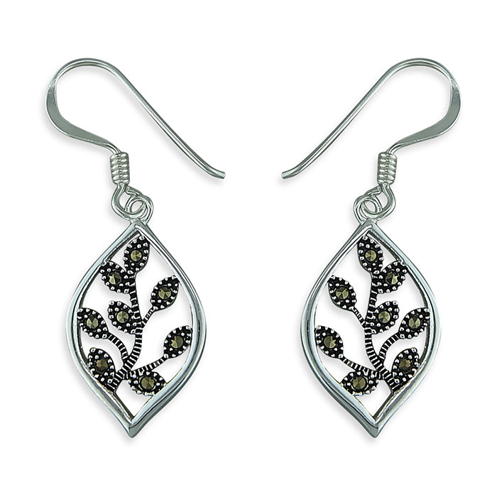 Silver Marcasite Drop Earrings