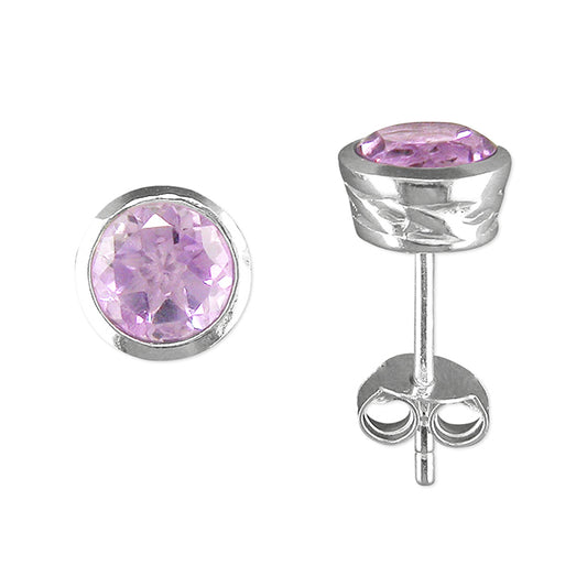 Silver and Amethyst Stud Earrings