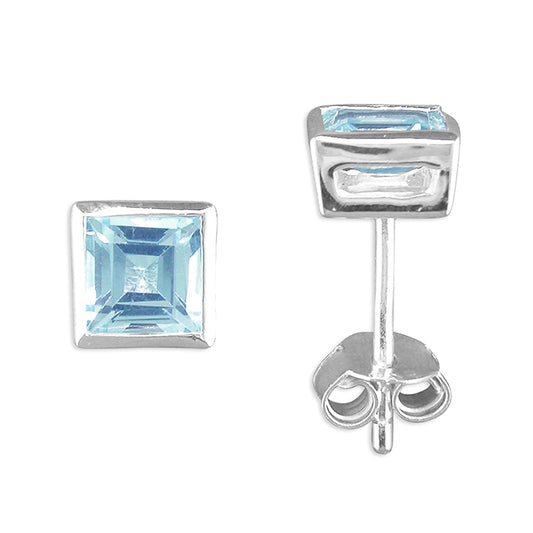 Silver and Blue Topaz Stud Earrings