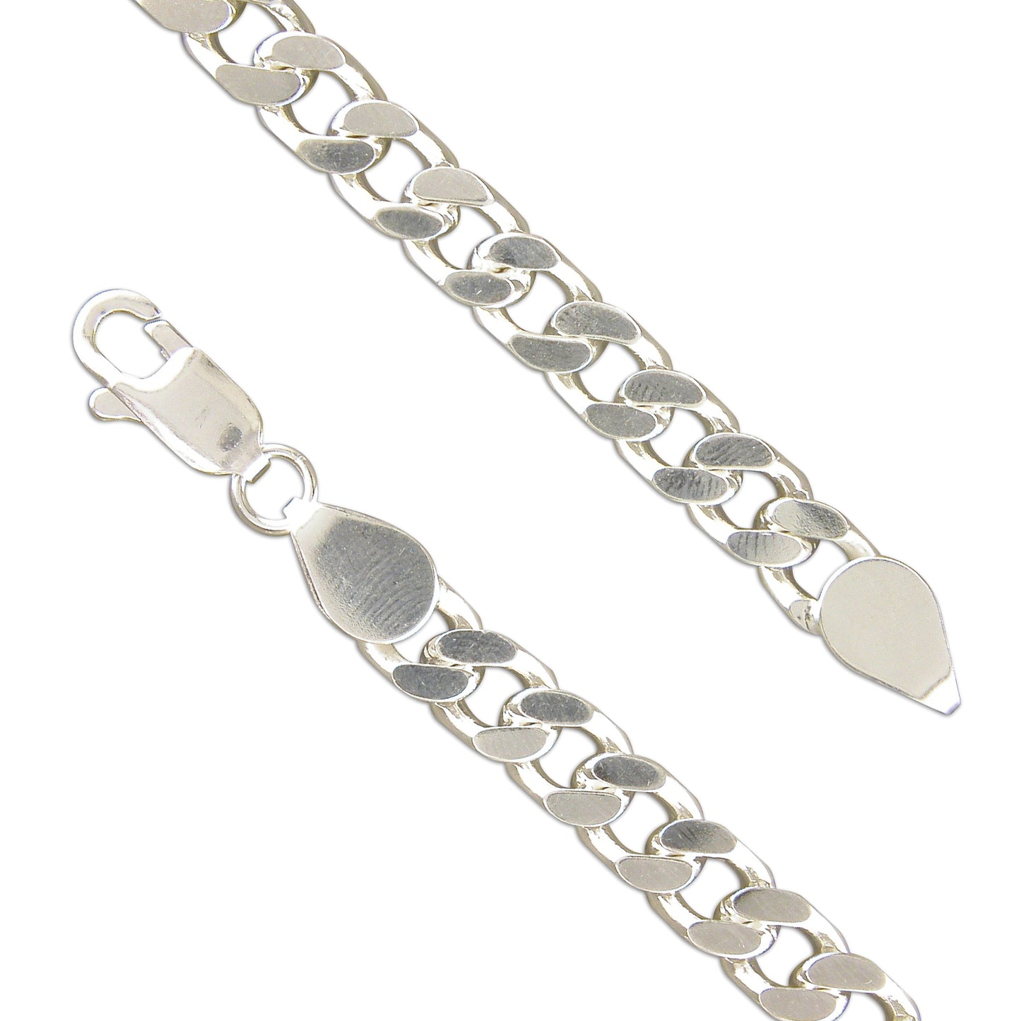 Gents Silver flat curb chain