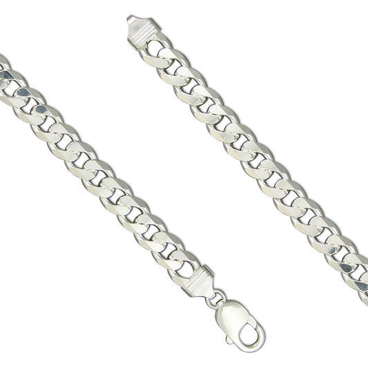 Gents Silver heavy flat curb chain