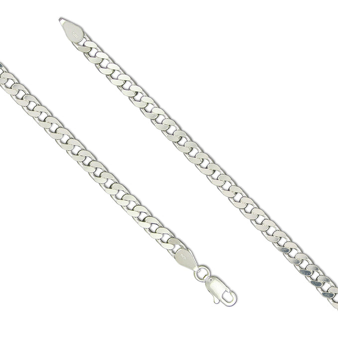 Gents Silver flat curb bracelet