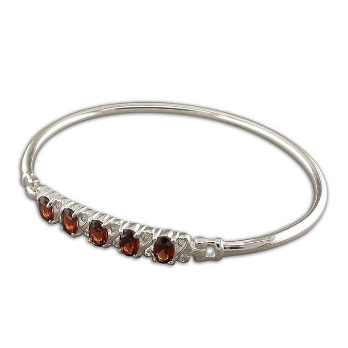 Silver and Garnet Bangle