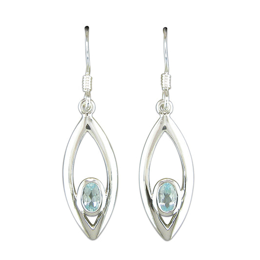 Silver and Blue Topaz marquise Drop Earrings