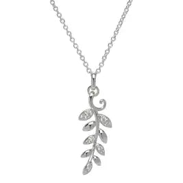 Silver and Cubic Zirconia leaf pendant