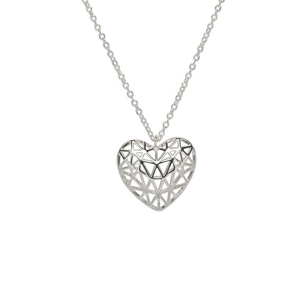 Silver patterned heart pendant