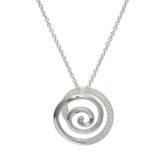 Silver & Cubic Zirconia spiral pendant