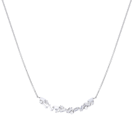 Diamonfire silver and cubic zirconia baguette scatter necklace