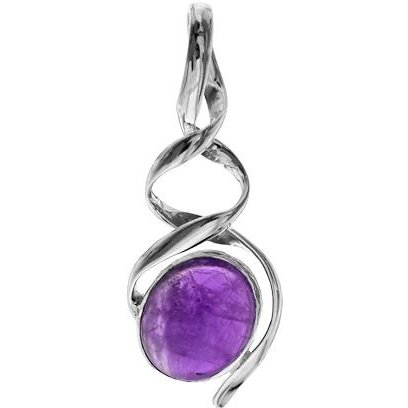 Silver and Amethyst double helix pendant