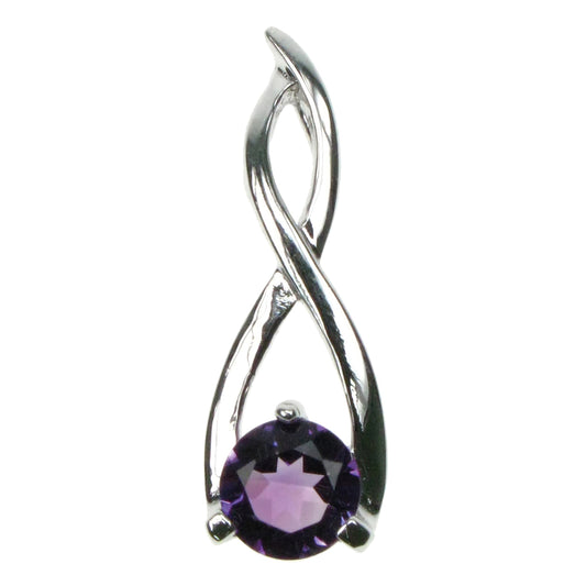 Silver And Amethyst Twist Pendant