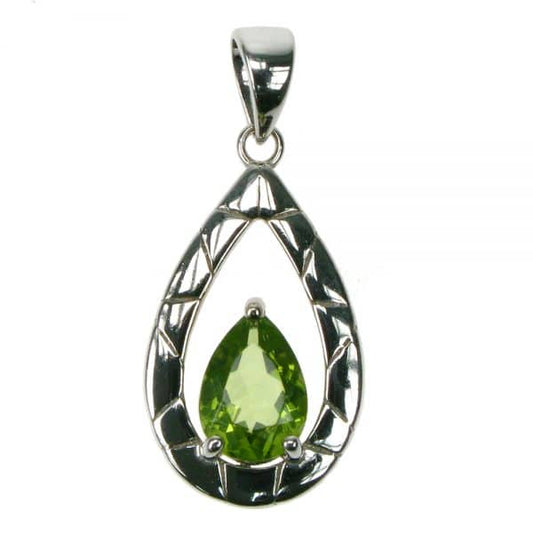 Silver And Peridot Teardrop Pendant