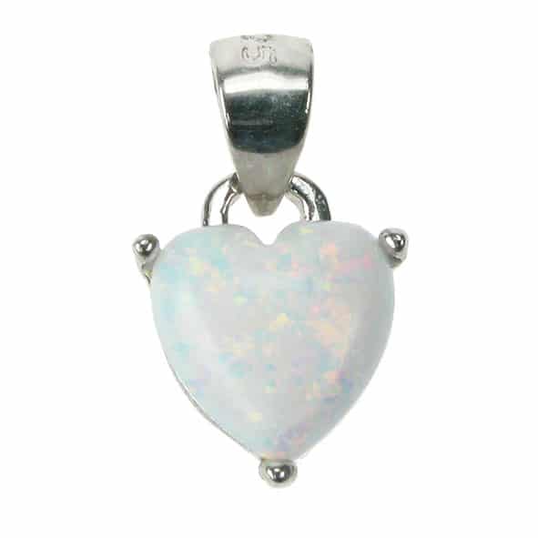 silver and opalique small heart pendant