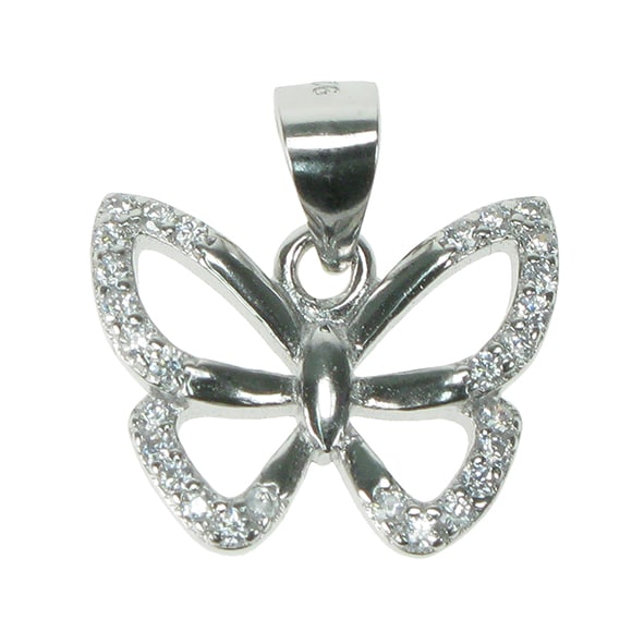 Silver and Cubic Zirconia small butterfly pendant