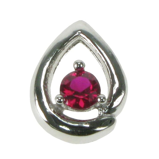 silver and Created Ruby teardrop pendant