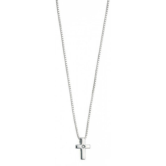 D For Diamond Silver And Diamond Cross Pendant